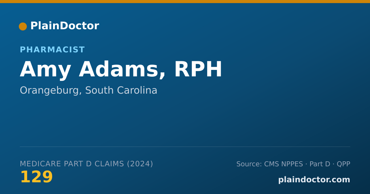 Shareable card for Amy Adams, RPH - Pharmacist, Orangeburg, SC