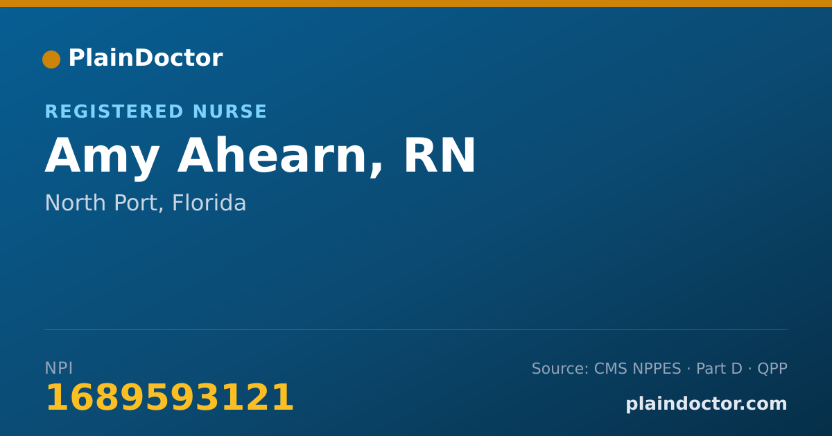 Shareable card for Amy Ahearn, RN - Registered Nurse, North Port, FL