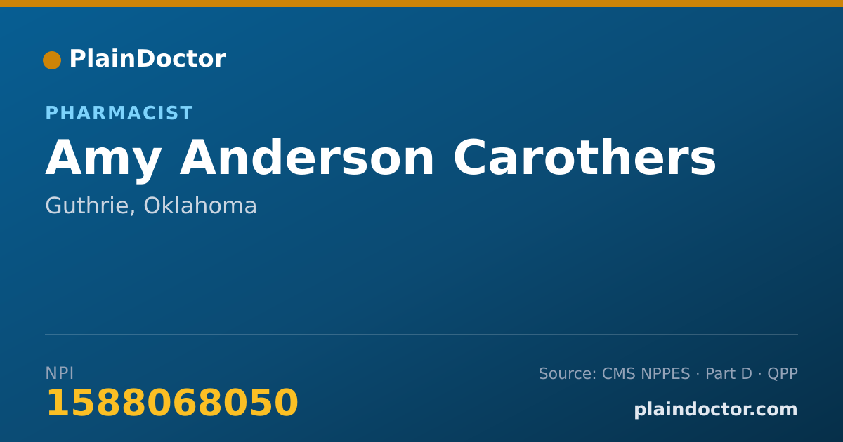 Shareable card for Amy Anderson Carothers - Pharmacist, Guthrie, OK