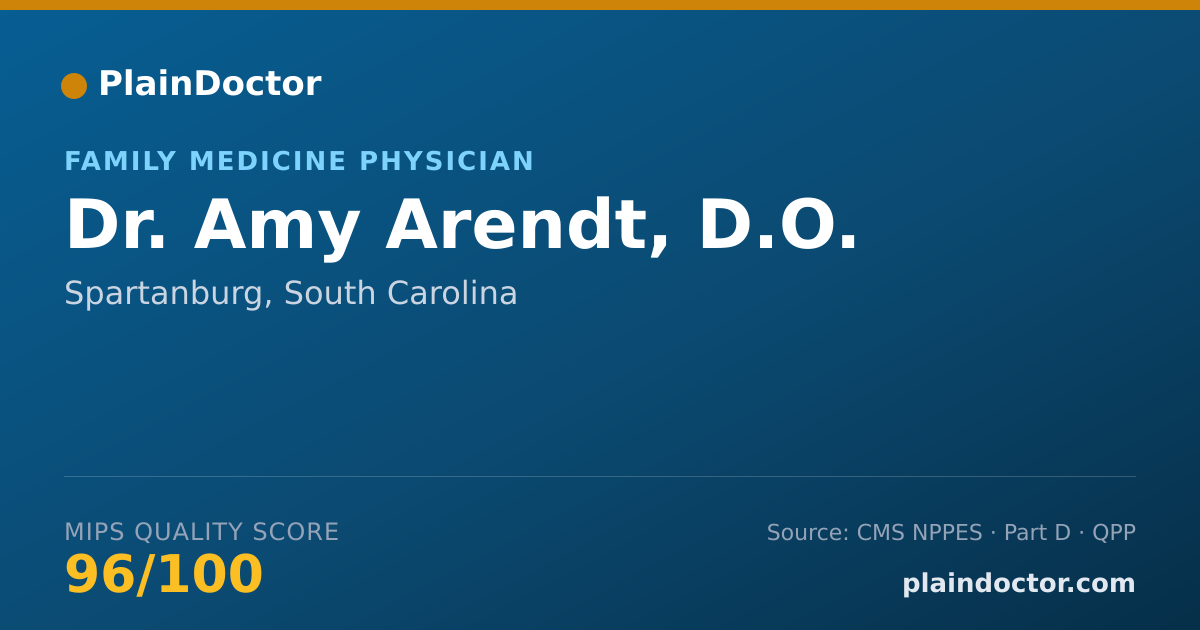 Shareable card for Amy Arendt, D.O. - Family Medicine Physician, Spartanburg, SC