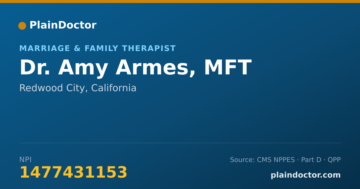 Shareable card for Amy Armes, MFT - Marriage & Family Therapist, Redwood City, CA