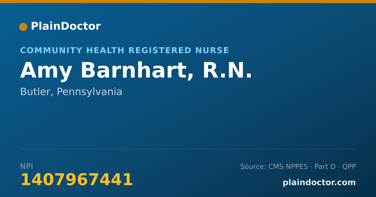 Shareable card for Amy Barnhart, R.N. - Community Health Registered Nurse, Butler, PA