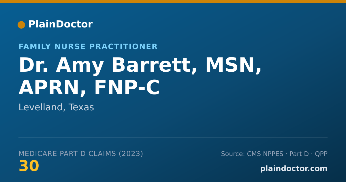 Shareable card for Amy Barrett, MSN, APRN, FNP-C - Family Nurse Practitioner, Levelland, TX