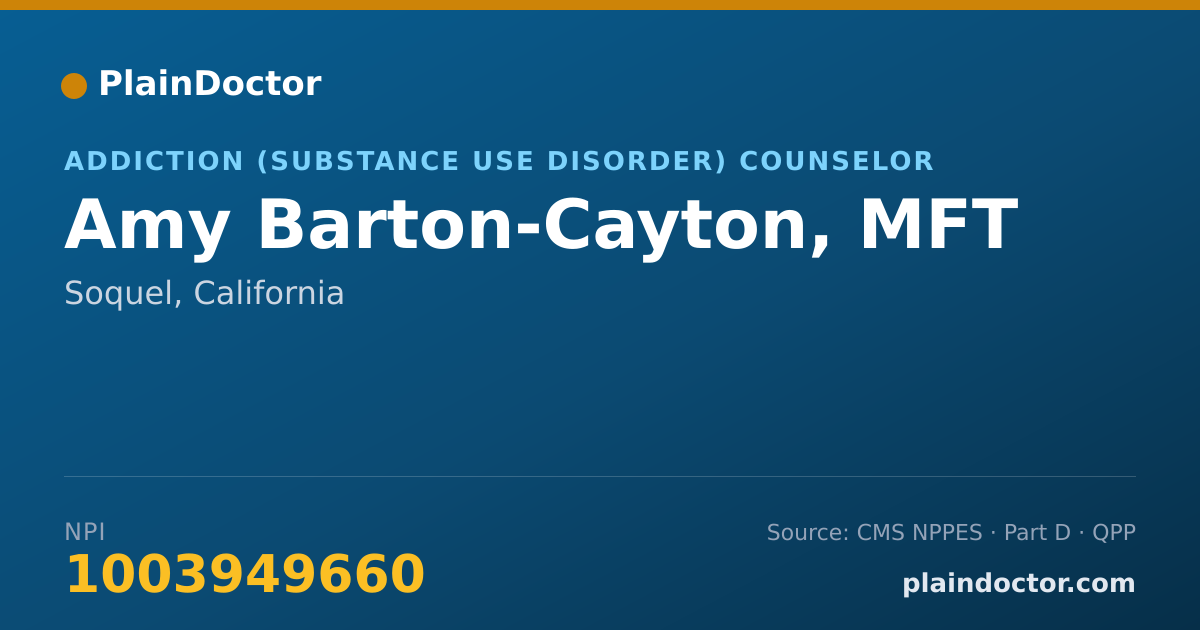 Shareable card for Amy Barton-Cayton, MFT - Addiction (Substance Use Disorder) Counselor, Soquel, CA