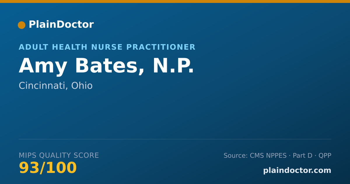 Shareable card for Amy Bates, N.P. - Adult Health Nurse Practitioner, Cincinnati, OH