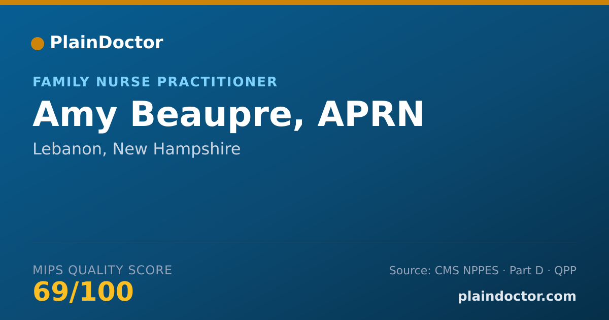 Shareable card for Amy Beaupre, APRN - Family Nurse Practitioner, Lebanon, NH