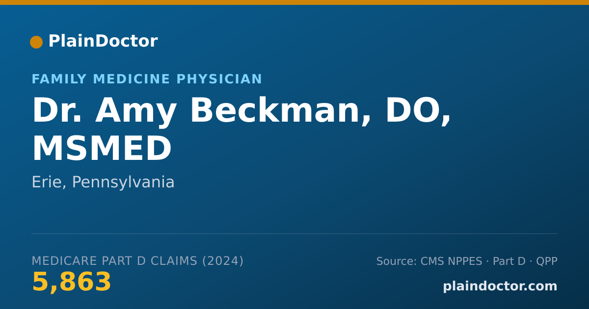Shareable card for Amy Beckman, DO, MSMED - Family Medicine Physician, Erie, PA