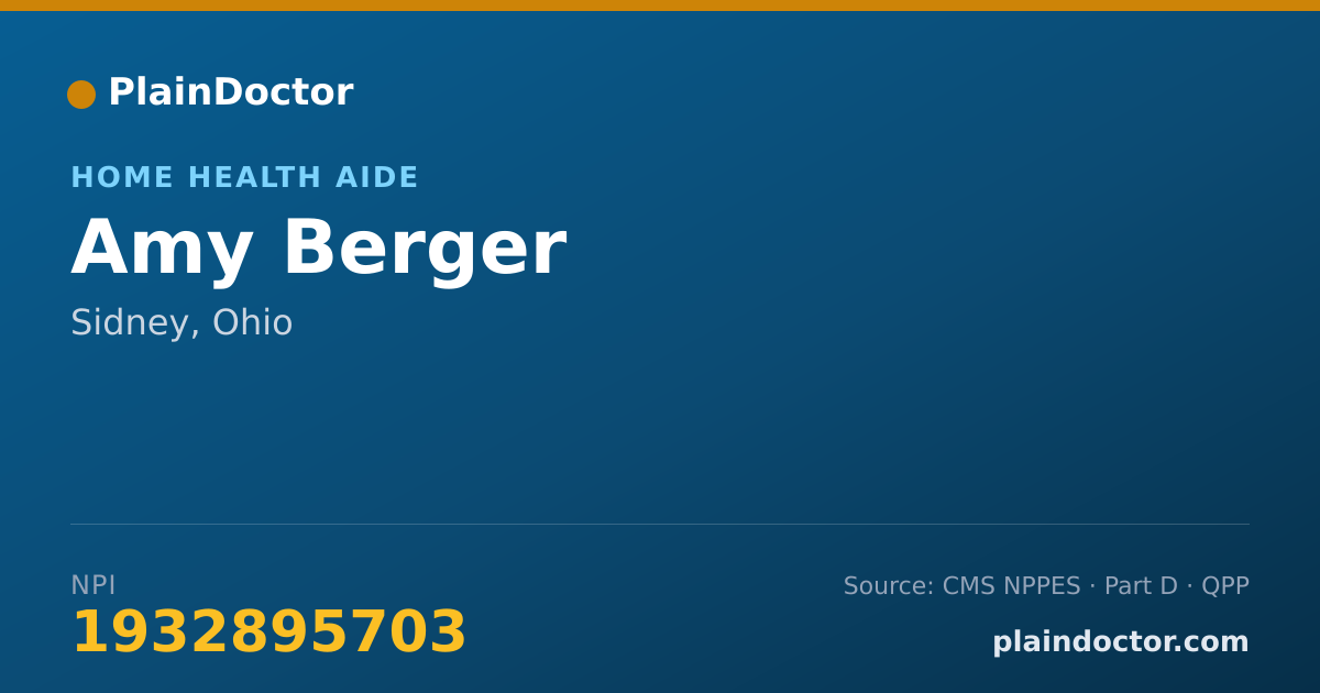 Shareable card for Amy Berger - Home Health Aide, Sidney, OH