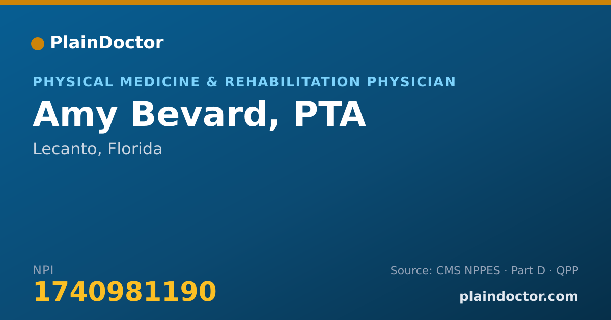 Shareable card for Amy Bevard, PTA - Physical Medicine & Rehabilitation Physician, Lecanto, FL