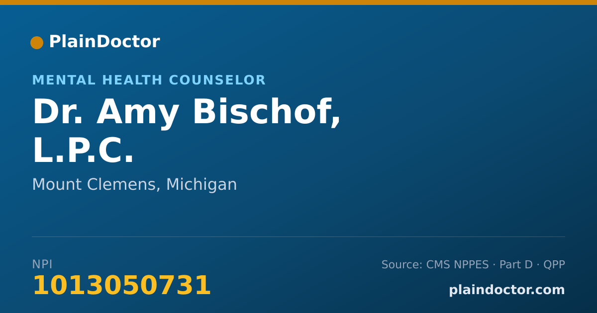 Shareable card for Amy Bischof, L.P.C. - Mental Health Counselor, Mount Clemens, MI