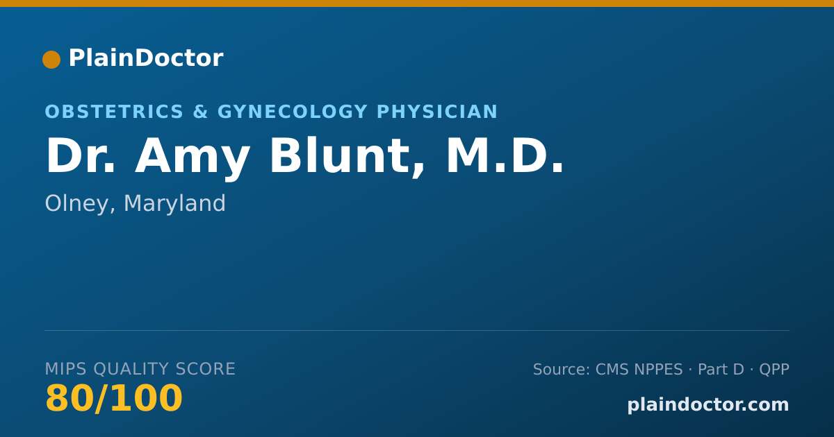 Shareable card for Amy Blunt, M.D. - Obstetrics & Gynecology Physician, Olney, MD