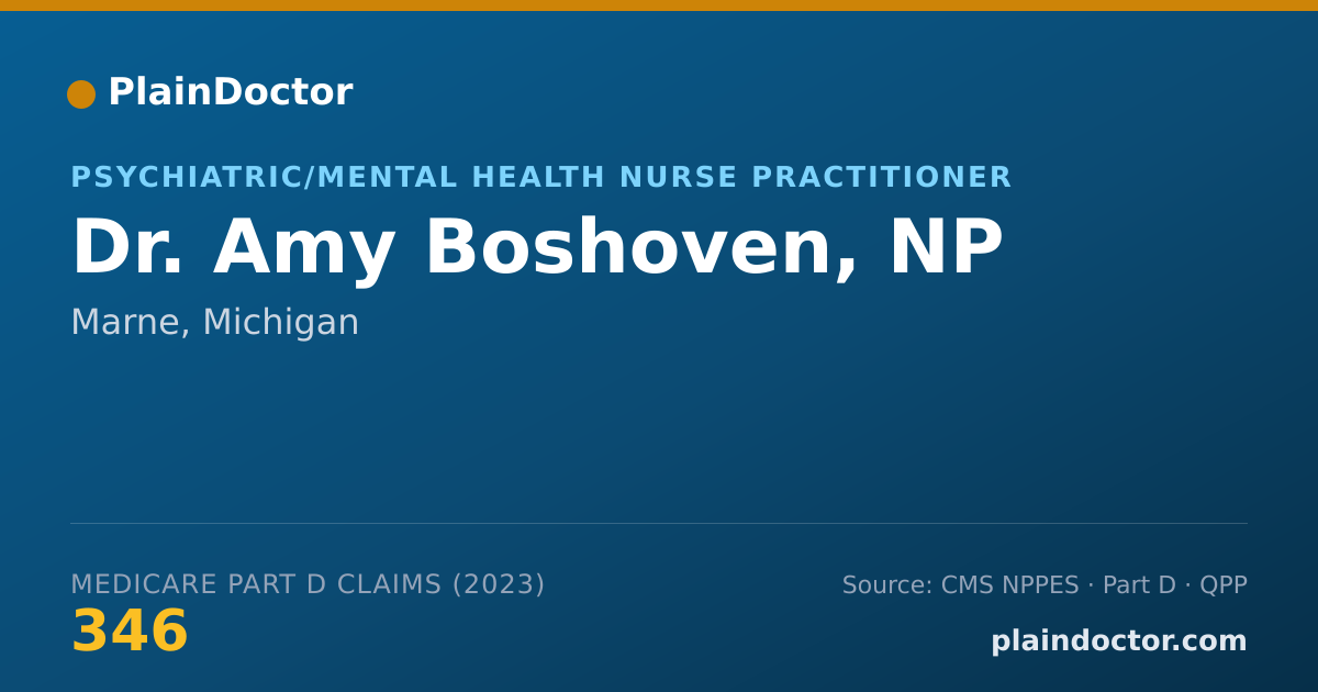 Shareable card for Amy Boshoven, NP - Psychiatric/Mental Health Nurse Practitioner, Marne, MI