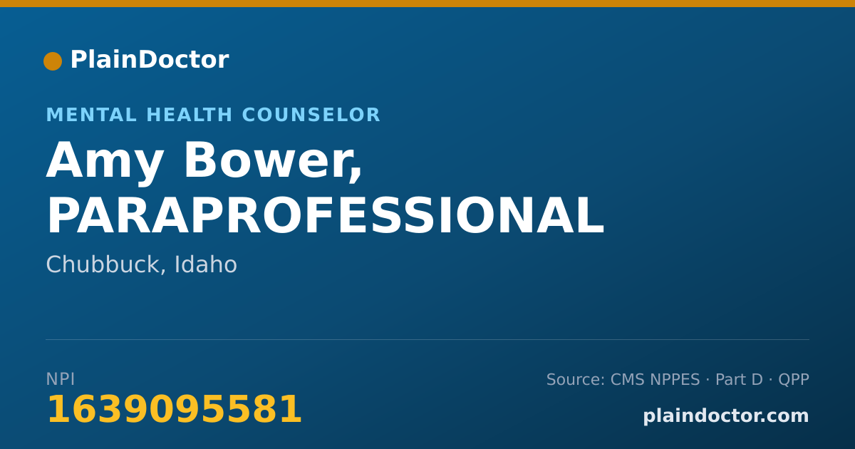 Shareable card for Amy Bower, PARAPROFESSIONAL - Mental Health Counselor, Chubbuck, ID