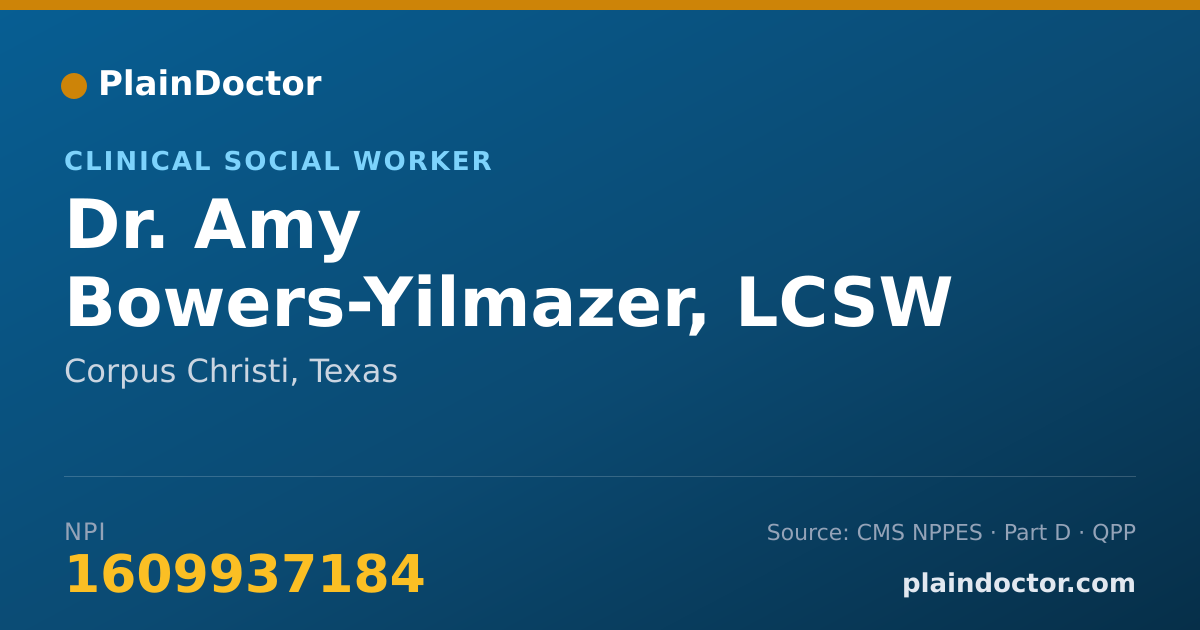 Shareable card for Amy Bowers-Yilmazer, LCSW - Clinical Social Worker, Corpus Christi, TX