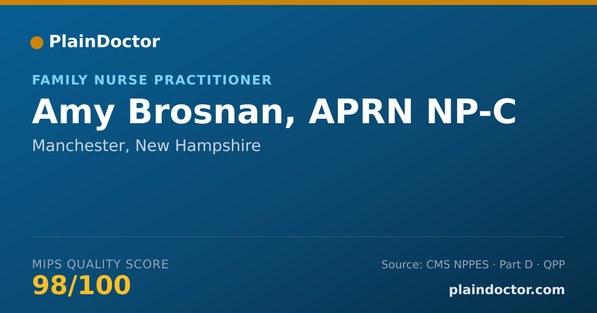 Shareable card for Amy Brosnan, APRN NP-C - Family Nurse Practitioner, Manchester, NH