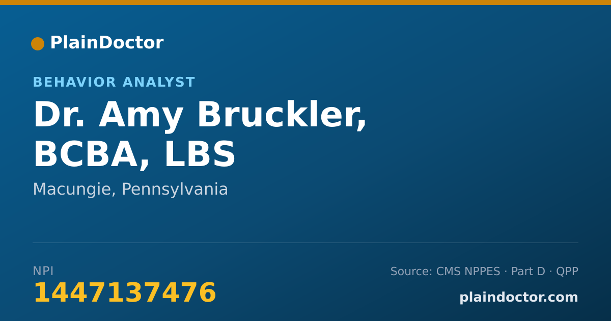Shareable card for Amy Bruckler, BCBA, LBS - Behavior Analyst, Macungie, PA