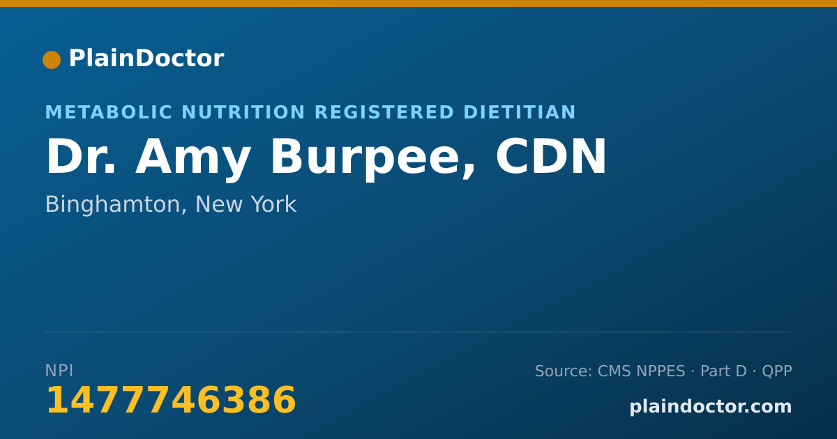 Shareable card for Amy Burpee, CDN - Metabolic Nutrition Registered Dietitian, Binghamton, NY