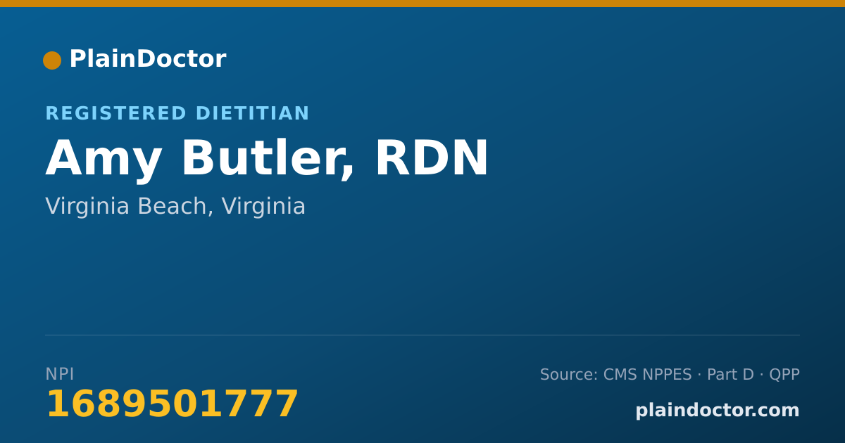 Shareable card for Amy Butler, RDN - Registered Dietitian, Virginia Beach, VA