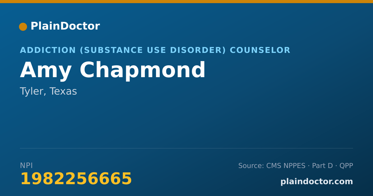 Shareable card for Amy Chapmond - Addiction (Substance Use Disorder) Counselor, Tyler, TX