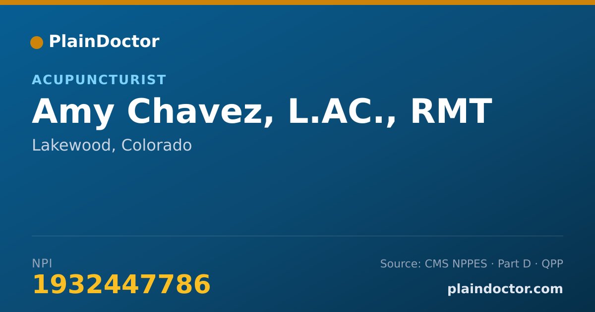 Shareable card for Amy Chavez, L.AC., RMT - Acupuncturist, Lakewood, CO