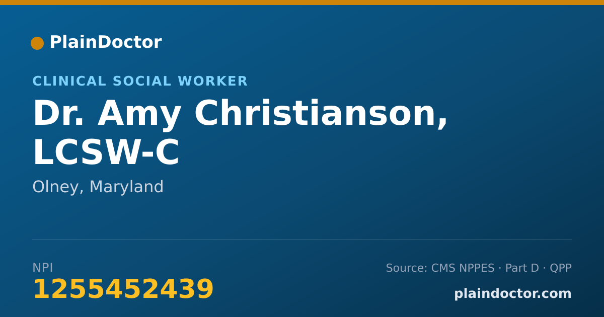 Shareable card for Amy Christianson, LCSW-C - Clinical Social Worker, Olney, MD