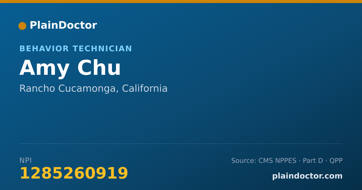 Shareable card for Amy Chu - Behavior Technician, Rancho Cucamonga, CA