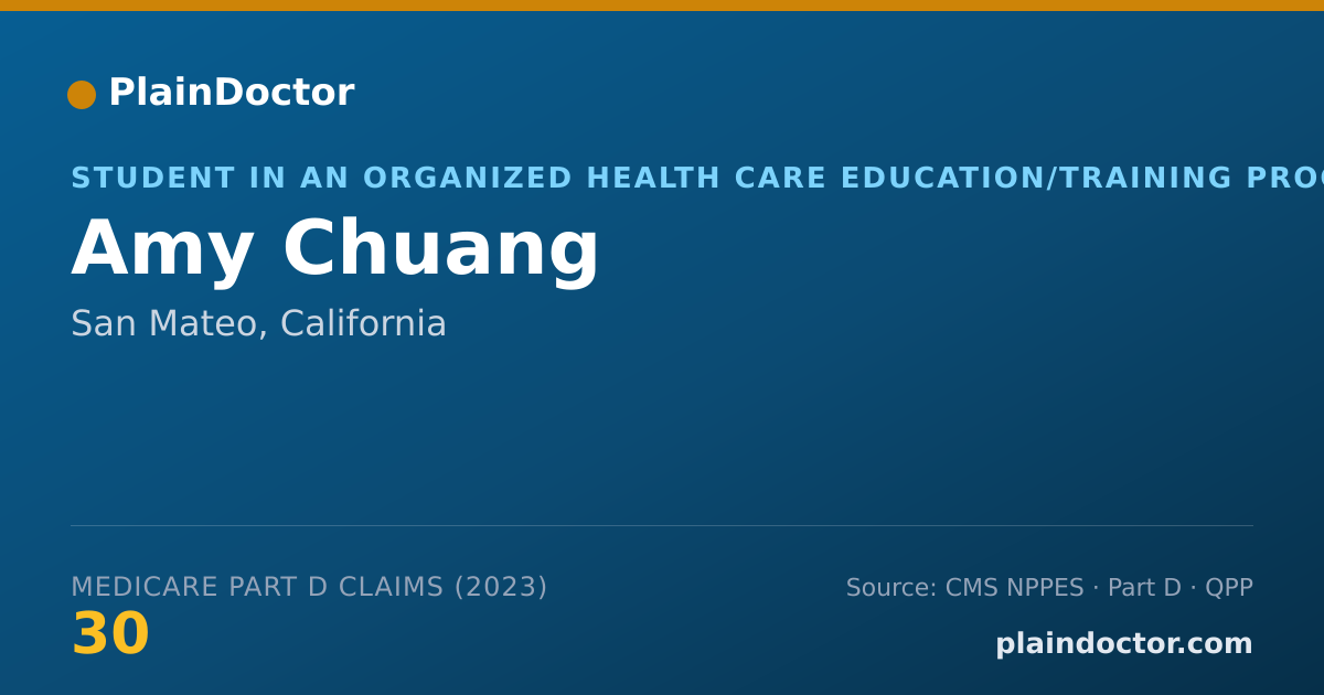 Shareable card for Amy Chuang - Student in an Organized Health Care Education/Training Program, San Mateo, CA