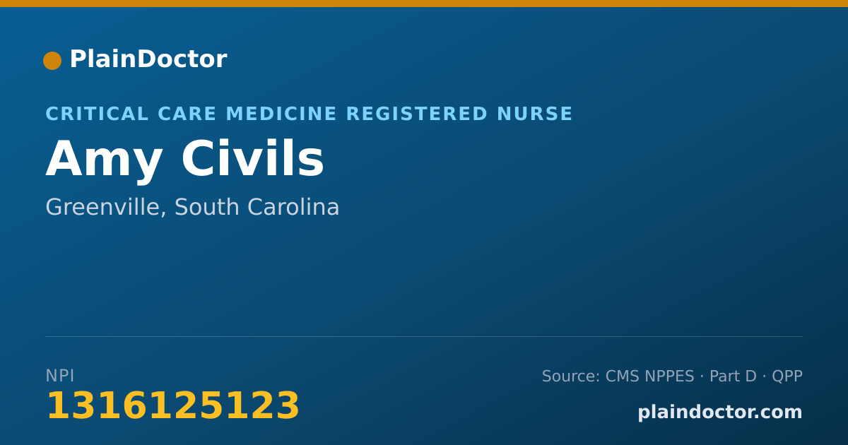 Shareable card for Amy Civils - Critical Care Medicine Registered Nurse, Greenville, SC