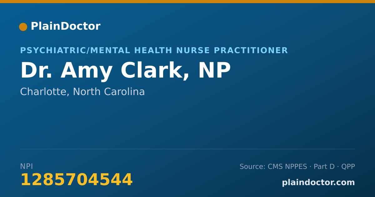 Shareable card for Amy Clark, NP - Psychiatric/Mental Health Nurse Practitioner, Charlotte, NC