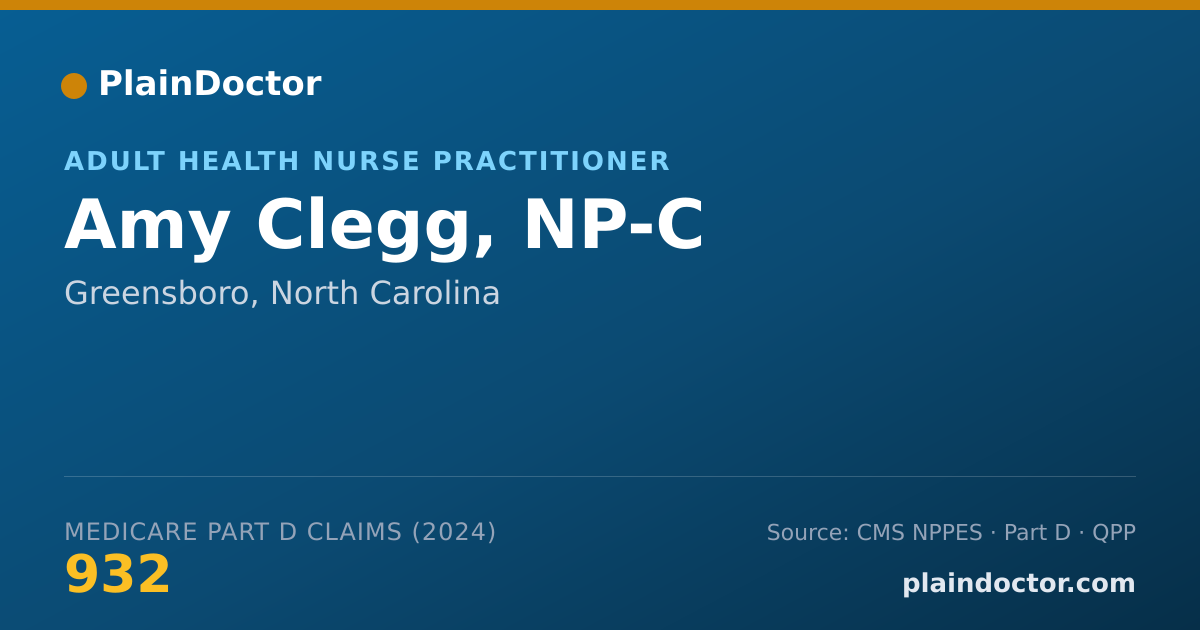 Shareable card for Amy Clegg, NP-C - Adult Health Nurse Practitioner, Greensboro, NC