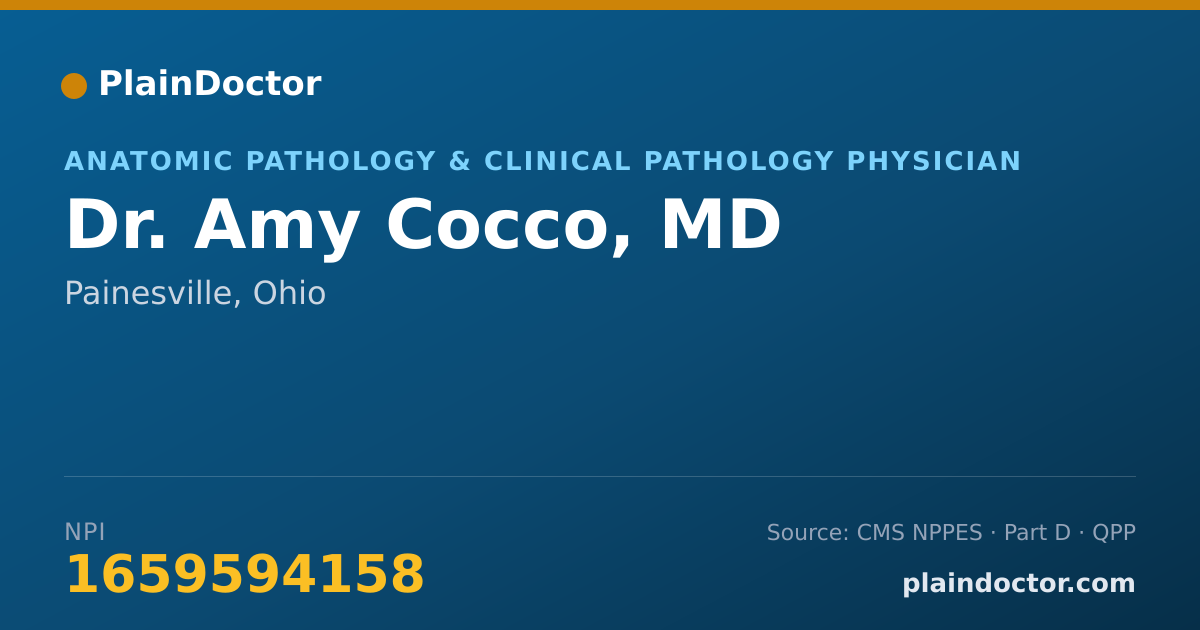 Shareable card for Amy Cocco, MD - Anatomic Pathology & Clinical Pathology Physician, Painesville, OH