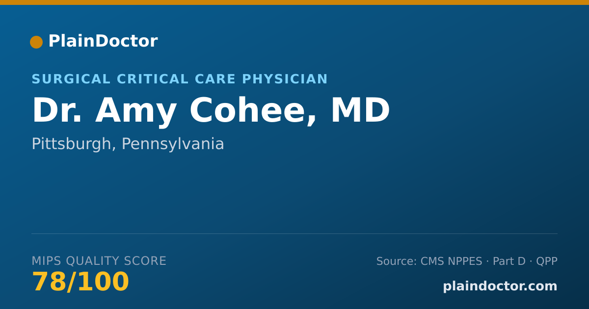 Shareable card for Amy Cohee, MD - Surgery Physician, Pittsburgh, PA