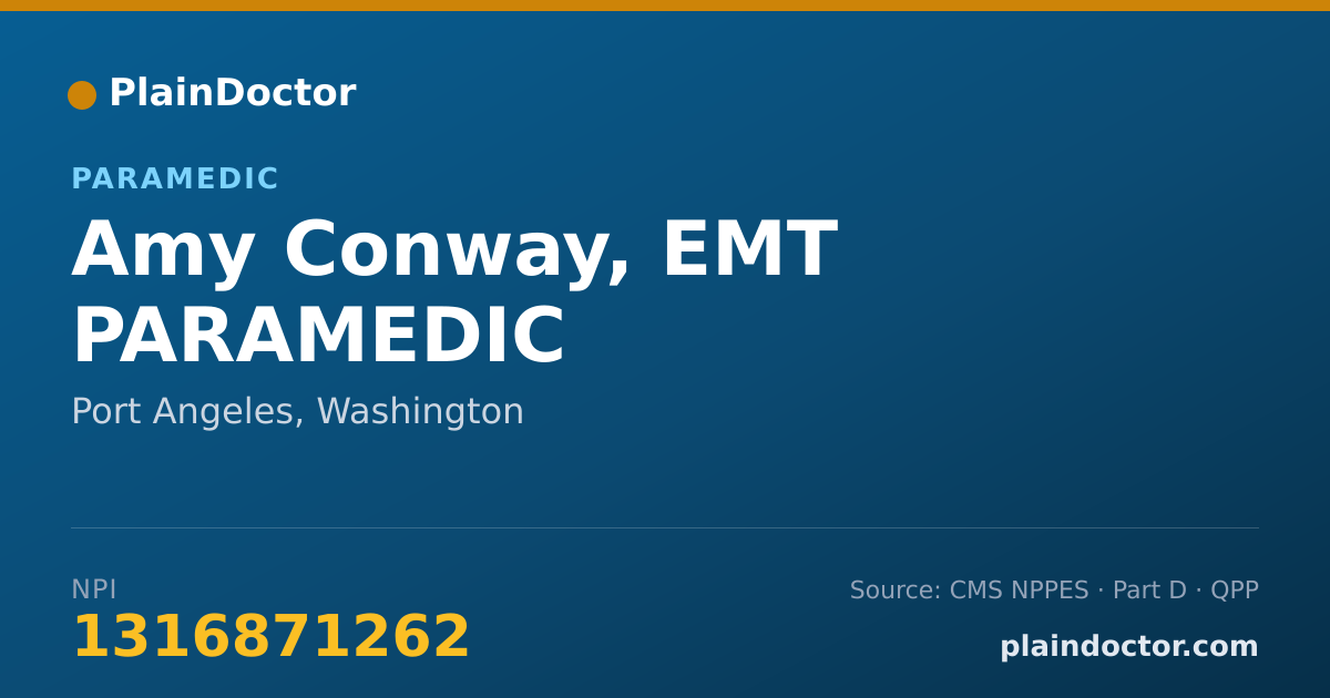 Shareable card for Amy Conway, EMT PARAMEDIC - Paramedic, Port Angeles, WA