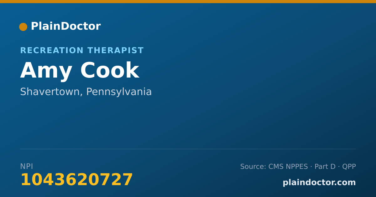 Shareable card for Amy Cook - Recreation Therapist, Shavertown, PA