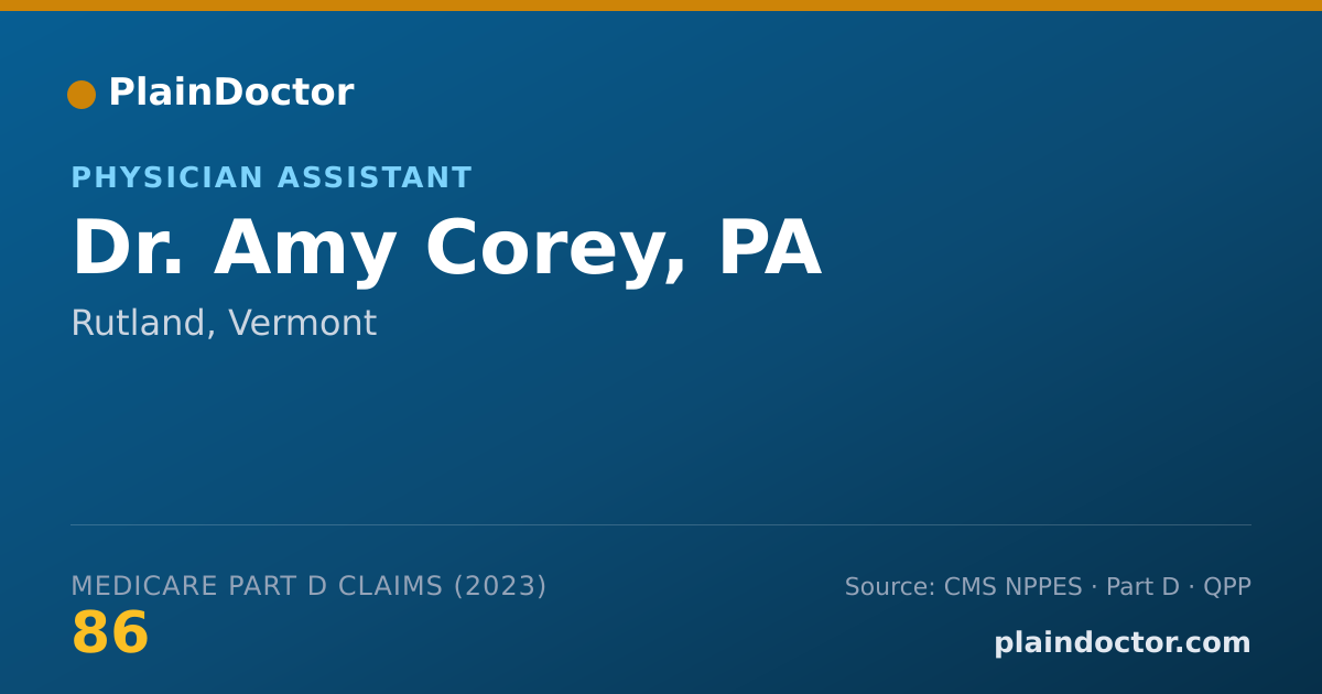 Shareable card for Amy Corey, PA - Physician Assistant, Rutland, VT