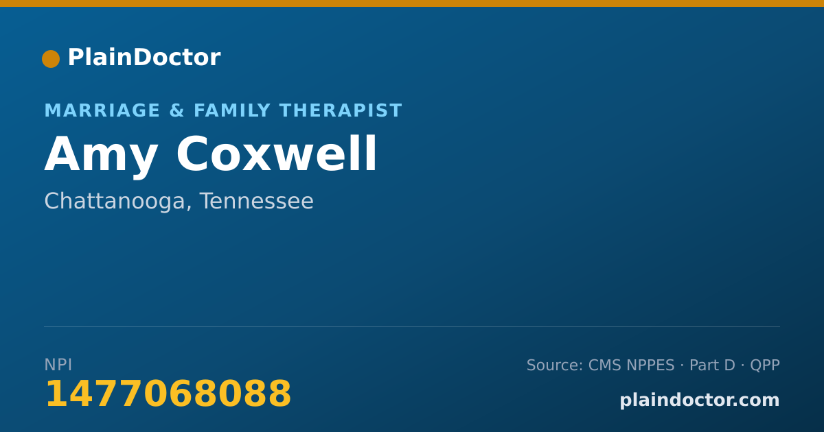 Shareable card for Amy Coxwell - Marriage & Family Therapist, Chattanooga, TN