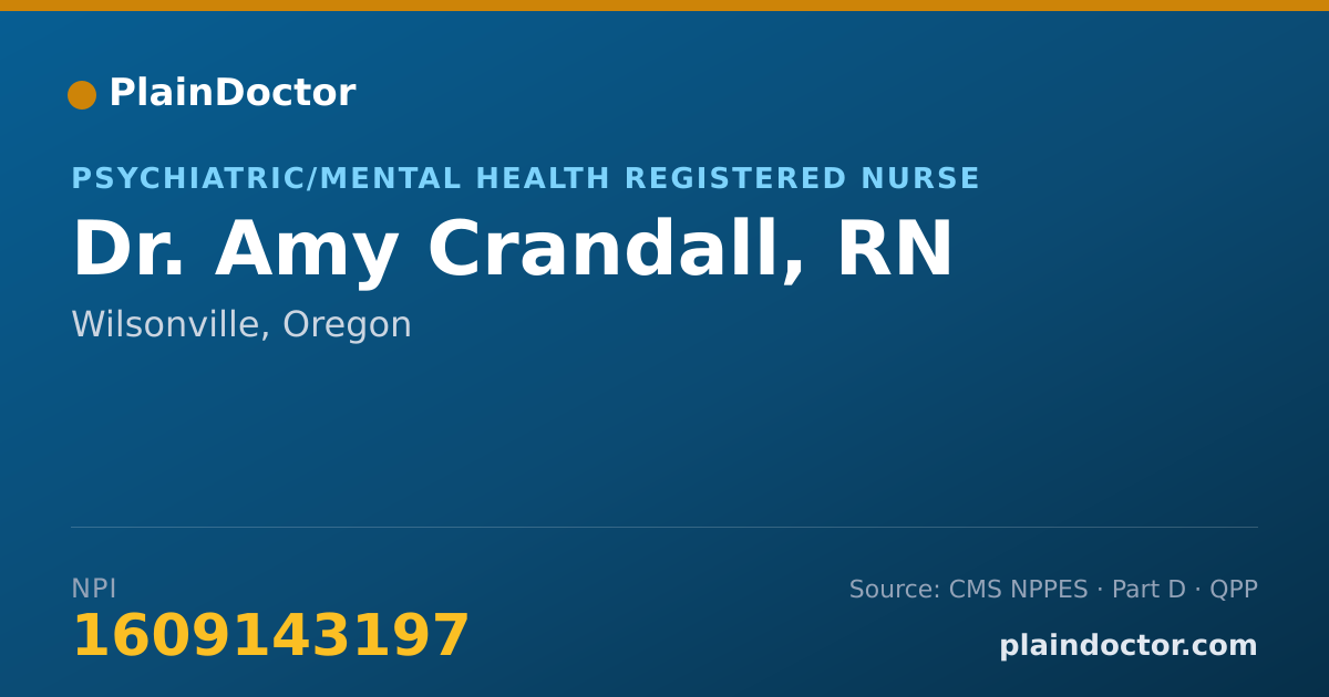 Shareable card for Amy Crandall, RN - Psychiatric/Mental Health Registered Nurse, Wilsonville, OR