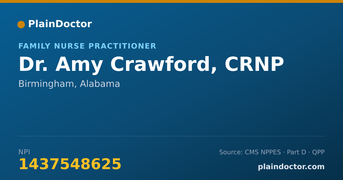 Shareable card for Amy Crawford, CRNP - Family Nurse Practitioner, Birmingham, AL