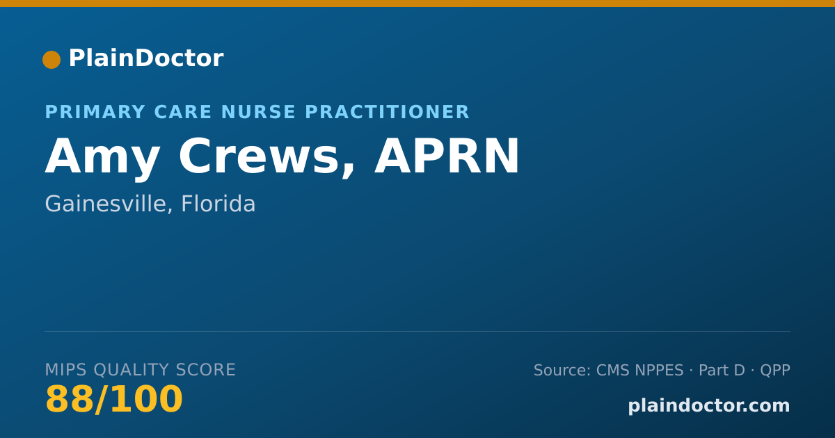 Shareable card for Amy Crews, APRN - Acute Care Nurse Practitioner, Gainesville, FL