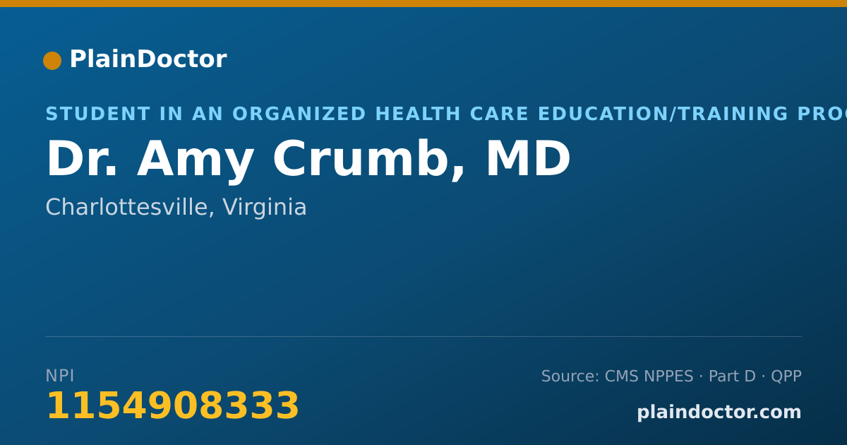 Shareable card for Amy Crumb, MD - Student in an Organized Health Care Education/Training Program, Charlottesville, VA