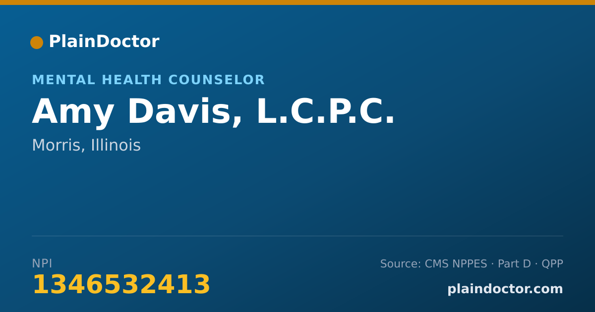 Shareable card for Amy Davis, L.C.P.C. - Mental Health Counselor, Morris, IL