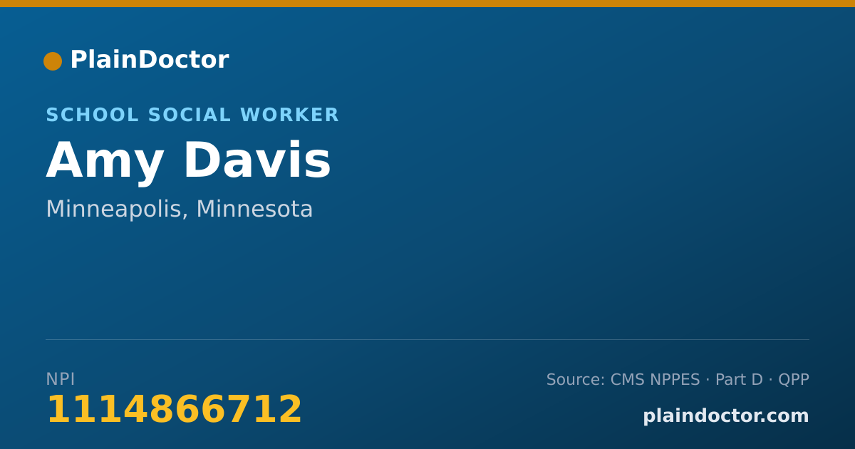 Shareable card for Amy Davis - School Social Worker, Minneapolis, MN