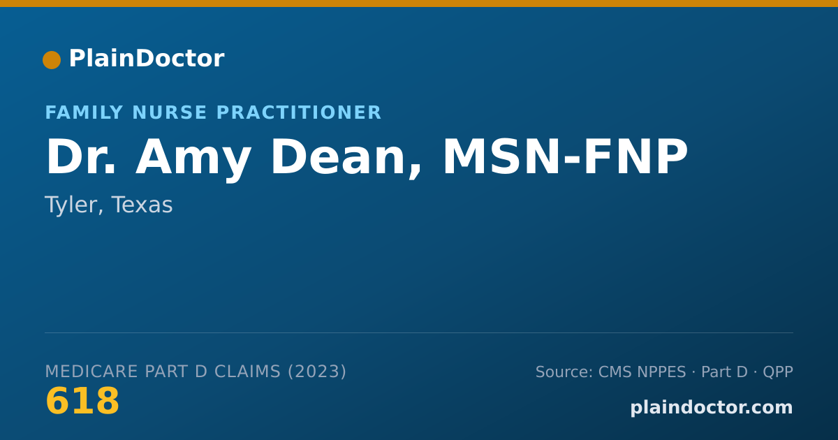 Shareable card for Amy Dean, MSN-FNP - Family Nurse Practitioner, Tyler, TX