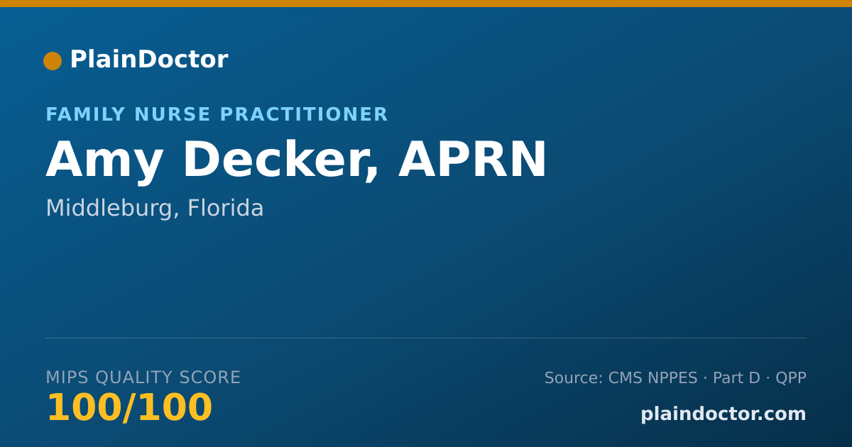 Shareable card for Amy Decker, APRN - Family Nurse Practitioner, Middleburg, FL
