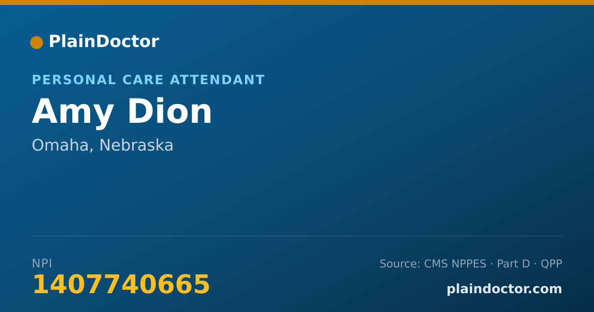 Shareable card for Amy Dion - Personal Care Attendant, Omaha, NE