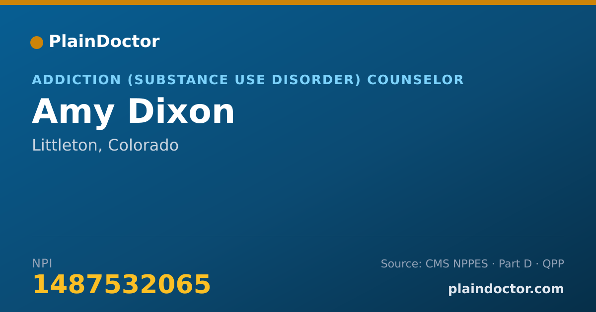 Shareable card for Amy Dixon - Addiction (Substance Use Disorder) Counselor, Littleton, CO