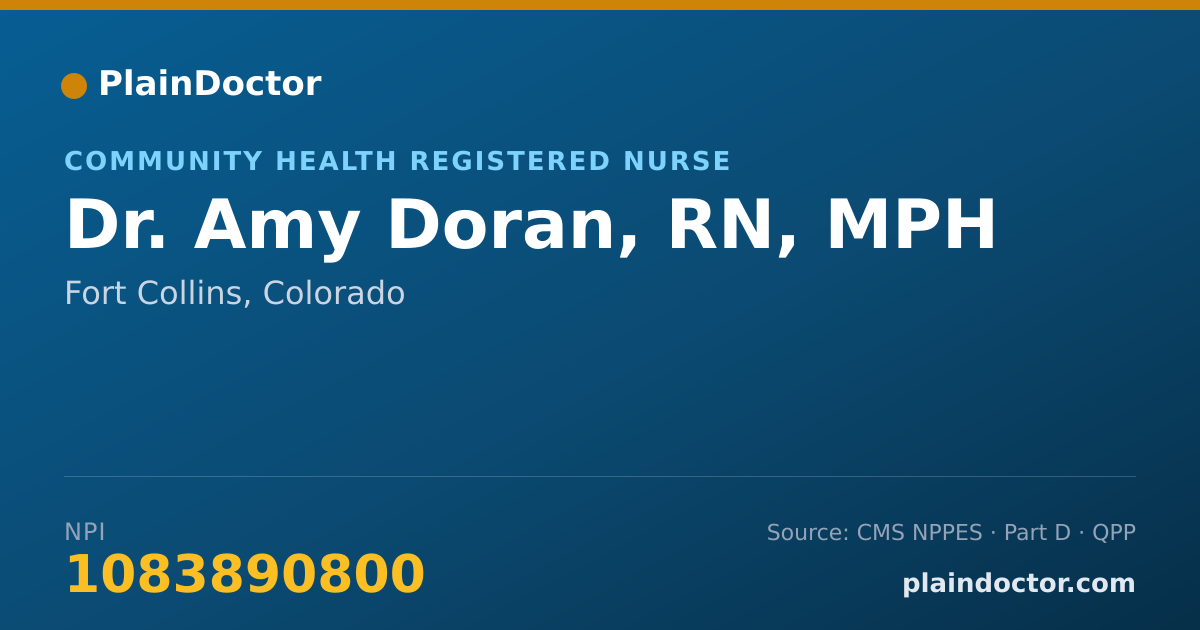 Shareable card for Amy Doran, RN, MPH - Community Health Registered Nurse, Fort Collins, CO