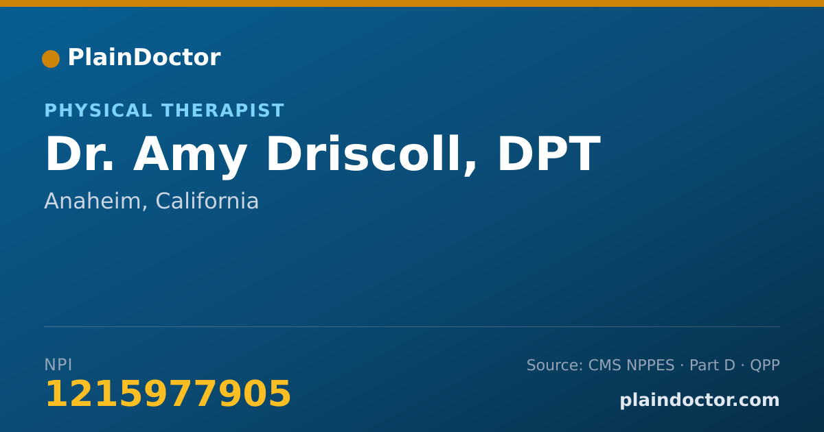 Shareable card for Amy Driscoll, DPT - Physical Therapist, Anaheim, CA