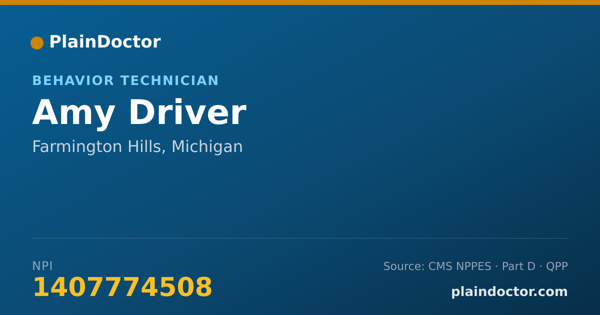 Shareable card for Amy Driver - Behavior Technician, Farmington Hills, MI