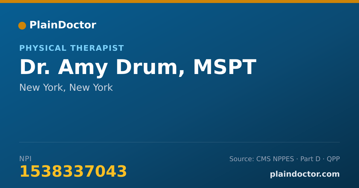 Shareable card for Amy Drum, MSPT - Physical Therapist, New York, NY